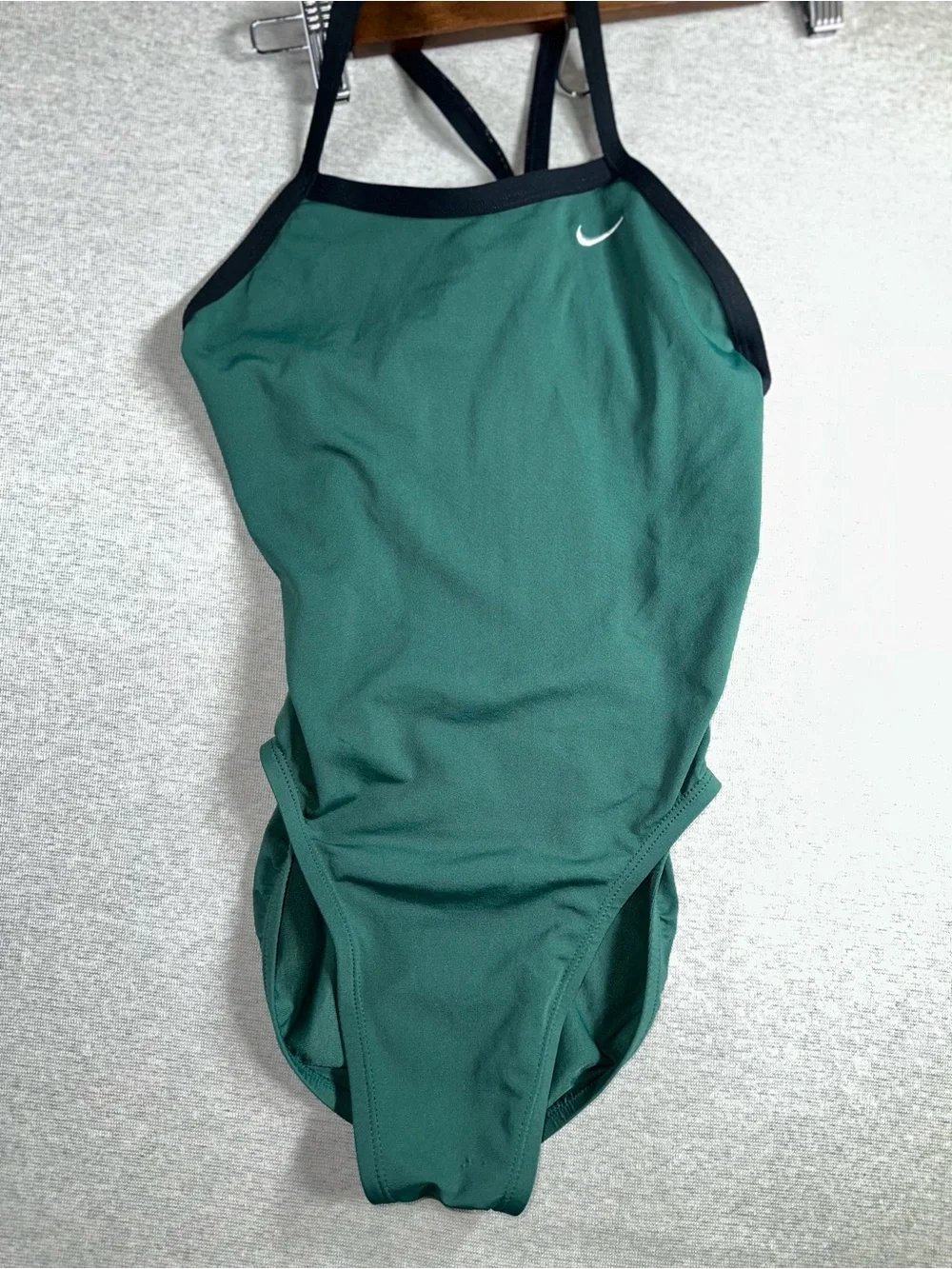 Nike Green Onepiece Swim Girls 12 with Black Trim